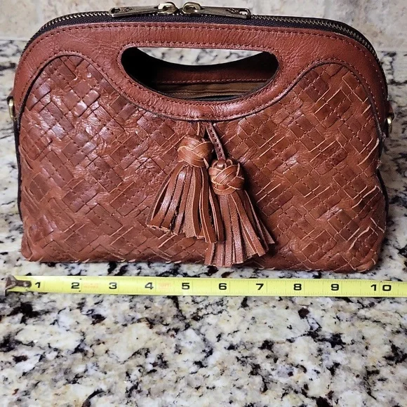 Patricia Nash Sora Braided Stitch Leather Cutout Satchel - Picture 3 of 13